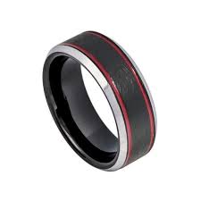 Mens Wedding Band Charcoal Gray Tungsten Ring Red Line 8mm Etsy Rings Mens Wedding Bands Mens Wedding Rings Black Tungsten Carbide Wedding Bands