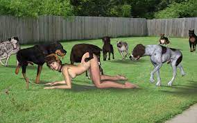 3d all fours anim8her animal genitalia bound breasts canine  canine penis collar cum cum inside cum pool doggy style dominant feral  excessive cum female femsub fence feral from behind