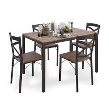 Explore 4 listings for industrial style dining room tables at best prices. Dporticus 5 Piece Dining Table Set Industrial Style Wood Table Set For Dining Room Kitchen Counter Height Table 4 Chairs Set Stainless Metal Frame Buy Online In Belize At Belize Desertcart Com Productid