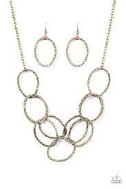 Circus Royale Brass Paparazzi Necklaces Cashmere Pink Jewels In 2021 Brass Necklace Paparazzi Accessories Interlocking Rings Necklace