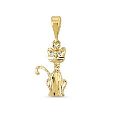 Bold statement betsey johnson large sugar skull cat pendant necklace. 10k Gold Cat Pendant Pendant Bijouteries Lavigueur