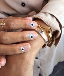 Greece Eye Nail Art Evil Eye Nails Minimal Nails Moon Manicure