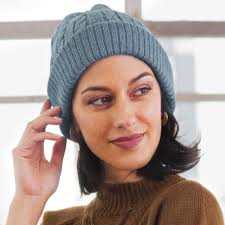 Comfy in Blue Robin's Egg Blue 100% Alpaca Soft Cable Knit Hat from Pe