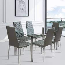 We've slashed our standing desk prices. Modern Gray Dining Chairs And Glass Table Set Home Kitchen Dine Area 6 Seater Uk Ebay