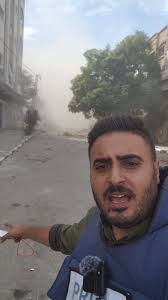 The #Israeli occupation army directly targets #journalists , while covering  crimes committed by the occupation around the Indonesian #hospital in Gaza  Strip. ‏⁦‪#Gaza_under_attack‬⁩ ‏⁦‪#CeasefireNow‬⁩ ‏⁦‪#Palestine‬⁩ ‏