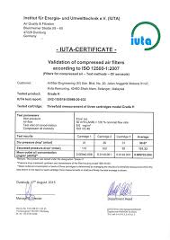 Registered within the ministry of finance. Certificates Afe Airfilter Europe