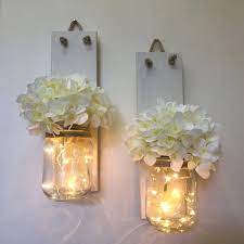 Find candle and wall sconces in every style, from traditional to contemporary, that will match your style. White Wood Wall Sconce Hanging Wall Candle Holders Set Of 2 Mason Jar Wall Sconce Rustic Home Decor Mother Gift Vases Aliexpress