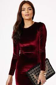Women's long sleeves velvet button up swing midi pockets dress. Long Sleeve Velvet Dress In Red Kleidung Modestil Samtkleid