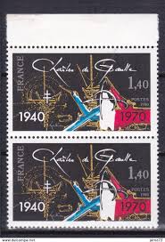 Célébrités mortes un 18 juin : Neufs N 2114 Charles De Gaulle 40eme Anniversaire De L Appel Du 18 Juin Une Paire De 2 Timbres Neuf Impeccable