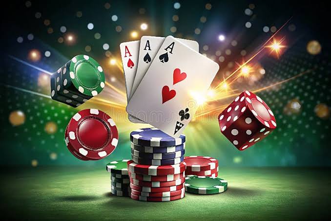 Poker Cards Casino Background. Ace Dice Vegas Chip Flying Stack Stock Illustration - Illustration of gold, vector: 413952229