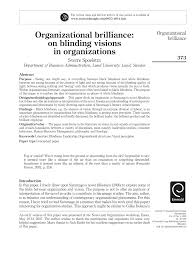 Maybe you would like to learn more about one of these? Pdf Organizational Brilliance On Blinding Visions In Organizations