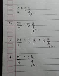 Check spelling or type a new query. Ubahlah Pecahan Biasa Berikut Ke Dalam Bentuk Pecahan Campuran 11 Per 2 27 Per 5 34 Per 6 19 Brainly Co Id