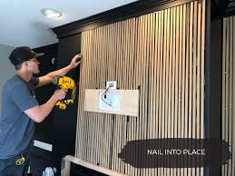 Make sure front of shelf is flush to ends of brackets, then secure with wood screws (image 2). Diy Vertical Wood Slat Wall 7 Easy Steps To Finish