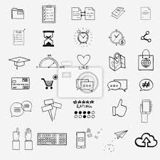 Hand Zeichnen Social Media Zeichen Und Symbol Kritzeleien Elemente Leinwandbilder Bilder Wecker Nubes Sanduhr Myloview De