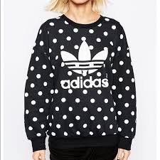 Adidas Black And White Women S Sweatshirt Adidas Polka Dot Sweatshirt Clothes Design Sweatshirts Clothes