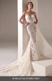 Chic Pronovias Zaha Strapless Embellished Lace Sheath Wedding Dress Fashion Womens Cloth Sheath Wedding Dress Lace Online Wedding Dress Pronovias Wedding Dress