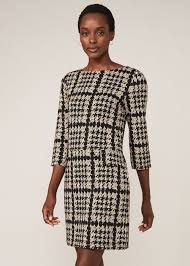 Inspired by hacking jackets worn for horseback riding. Amani Houndstooth Check Tunic Dress Phase Eight