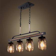 Meyda tiffany 4.75 w mason jar 2 qt mini pendant. Buy Wellmet Farmhouse Chandelier For Kitchen Light Fixtures 4 Lights Mason Jar Pendant Light For Dining Room Lighting Fixtures Hanging Faux Wood And Black Metal Finish Online In Indonesia B085zw9nwy