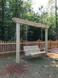 It consists of two vertical 12ft posts sunk 3 feet underground in. Diy Backyard Swing Hometalk