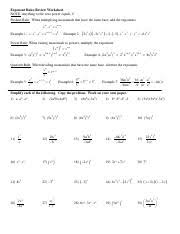 Practice exponents worksheets introducing exponent syntax, calculation of simple exponents the exponents worksheets in this section provide practice that reinforces the properties of exponents. Exponent Rules Review Worksheet Pdf Exponent Rules Review Worksheet Note Anything To The Zero Power Equals 1 Product Rule When Multiplying Monomials Course Hero