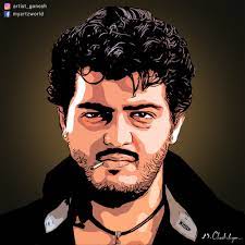 Cartoon Vector Portrait Art Of Thala Ajith Kumar Sir Actors Illustration Vector Portrait Art Art Painting Images