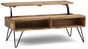 Amazon Com Simpli Home Hunter Solid Mango Wood And Metal 48 Inch Wide Rectangle Industr In 2020 Solid Wood Coffee Table Solid Mango Wood Natural Living Room Furniture