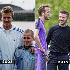 Harry kane and his now fiancée kate goodall with david beckham in 2005, aged 12. Euros Tweet On Twitter David Beckham And Harry Kane Then And Now