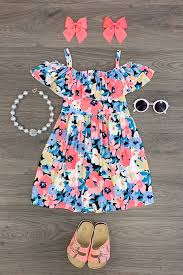 Floral Cold Shoulder Dress Vestidos Infantis Vestido De Formatura Infantil Roupas De Bebe Menina