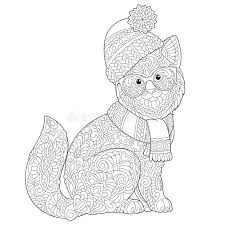 Coloring page with two cute kittens. Zentangle Winter Cat Coloring Page Stock Vector Illustration Of Decorative Classic 164162124