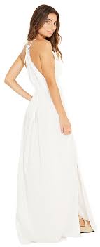 Abito lungo in cotone, con spalline. Vestito Da Spiaggia Bianco Lungo Con Vita Elastica Luna Branco Blueman