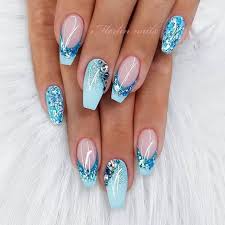 Coffin nails look awesome, especially with a long nails, but you don't have to have long nails to take part in this trend. Baby Blue Short Coffin Nails Design Coffin Design Nails Short New Gel Nail Art Designs Short Coffin Nails Designs Nail Designs Spring