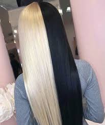 Half Black And Blonde Wig Blonde And Black Half And Half Colored Hair Half Colored Hair Half And Half Hair Hair Color