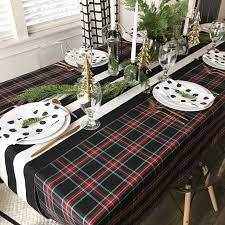 Black Tartan Plaid Tablecloth Christmas Tablecloth Etsy Plaid Tablecloth Christmas Christmas Table Cloth Plaid Tablecloth