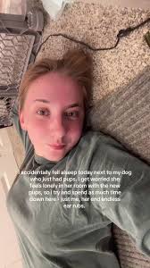 Snuggling with My Dog and Her New Puppies