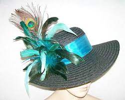 Ladies Peacock Hat Black Hat With Peacock Colors And Etsy Derby Hats Hats Kentucky Derby Hat