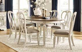 D743 35 02 7pc 7 Pc Realyn Distressed White Finish Wood French Country Oval Round Dining Table Set Round Dining Table Sets Round Dining Table Dining Table