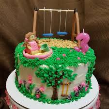 Birthday Cake For Grandma And Granddaughter Picture Only My Granddaughter Wanted A Swing On Her Cake Little Girl Formed Out Of Marzipan And Fondant Sand W Cake Graham Cracker Crumbs Birthday Cake