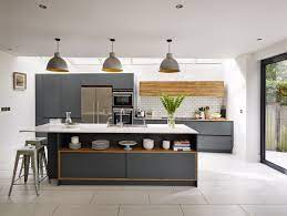 Modern kitchens moved us away from decorative elements, as seen in art nouveau, neoclassical and victorian styles, opting for an uncluttered and sleek aesthetic. This Bespoke Roundhouse Kitchen Is All In The Details From The White Tiled Splashback An Modern Kitchen Design Grey Grey Kitchen Designs Contemporary Kitchen