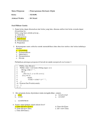 Inggris kurikulum 2013 sma/ma/smk/mak/sederajat edisi revisi, mulai dari bab 1, yang berisikan soal tentang informal letter serta expression related to the informal letter sampai dengan bab 4, explanation text dan passive voice. Soal Uas Pbo Kelas Xii Rpl