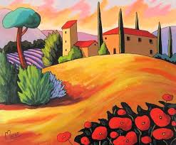 Soleil De Toscane Louise Marion Art Fantaisiste Peinture Naive Peinture Abstraite