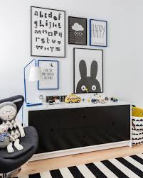 Black And White Childrens Room Child S Black And White Playroom With Framed Prints White Kids Room Kids Room Inspiration Big Boy Room