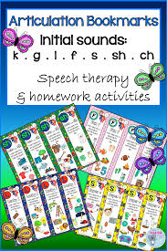 This Pack Contains 4 Bookmarks With Different Words For Each Initial Sound K G F L S Sh And Ch For S Speech Therapy Initial Sounds Homework Activities