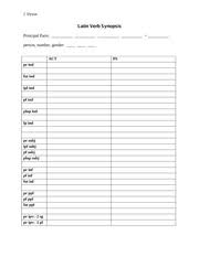 Full Latin Verb Synopsis Blank J Dyson Latin Verb Synopsis