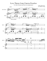 A list of 250 titles. Love Theme From Cinema Paradiso Sheet Music For Piano Clarinet In B Flat Solo Musescore Com