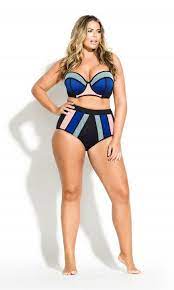 Shop Women S Plus Size Colour Block Underwire Bikini Blue City Chic Nz Women S Plus Size Swimwear Plus Size Bikini Plus Size Swimwear