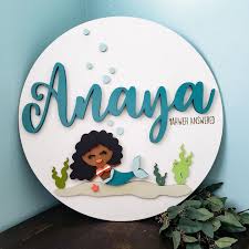 24 Round Mermaid Nursery Name Sign Custom Name Sign Etsy Mermaid Nursery Baby Name Signs Nursery Signs
