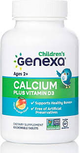 Children's calcium and vitamin d supplement. Amazon Com Genexa Calcium Vitamin D3 For Children 60 Tablets Non Gmo Gluten Free Supports Healthy Bones Mango Orange Flavor Health Personal Care