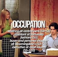 Rachel Green S Jobs Over The Seasons In Friends Friends Tv Funny Christmas Pictures Friends Show