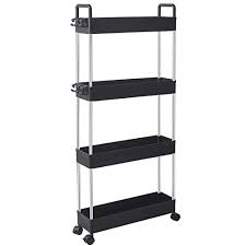 And just like on a ship, limited space is often a galley kitchen usually features units on both walls, with a corridor running down the middle. Buy Solejazz Storage Cart 4 Tier Slim Mobile Shelving Unit Rolling Bathroom Carts With Handle For Kitchen Bathroom Laundry Room Narrow Places Black Online In Indonesia B087p9n859