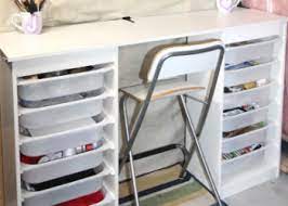 Ikea furniture can be turned into wonderful craft room tables and desks that are affordable, customizable, and full of storage! Amazing Ikea Craft Table Hack Made Out Of 2 Storage Shelves